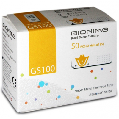 Bionime Blood Glucose Test Strip GS100 50 PSC ( 2 vials of 25 )  